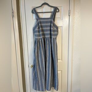 Pure by Ulla Popken Gray and White Striped Dress